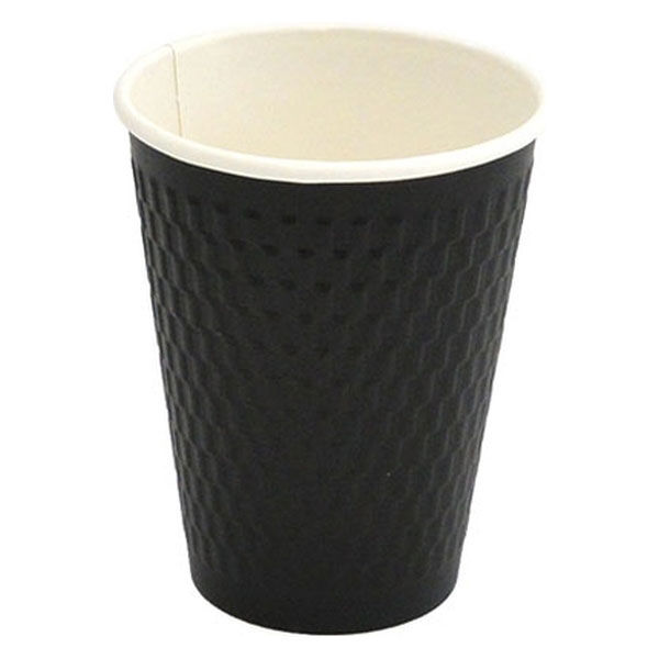 ケーピープラテック エンボススリーブ紙カップ　ブラック　４００ｍｌ 54514 1包（50枚）（直送品）