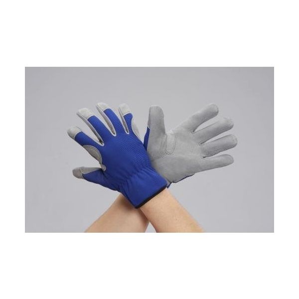 エスコ [L] 手袋(合成皮革/青・グレー) EA353BJ-87 1セット(10双)（直送品）