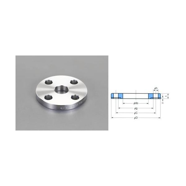 エスコ 1” / 5K 溶接差込みフランジ(ステンレス製) EA469FH-8A 1セット(5個)（直送品）