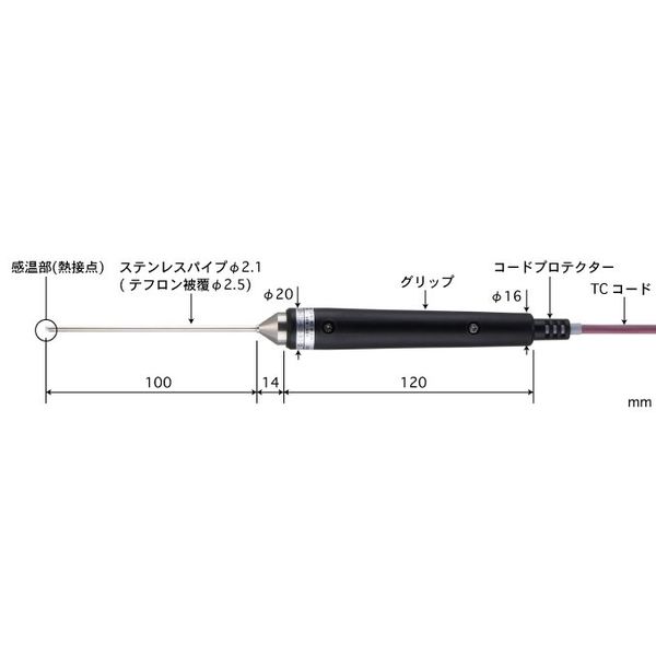 安立計器 高精度ハンディタイプ温度計用温度センサ 半固形物・液体一般用温度センサ BSMシリーズ BSM-22E-010-TC1-ASP（直送品） -  アスクル