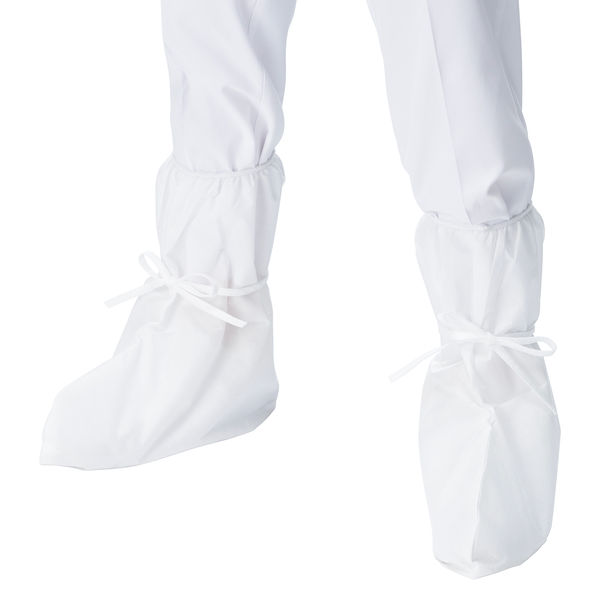 アスクル 不織布シューズカバー ロング（SMS）ホワイト　使い捨て　足カバー　シューカバー　靴カバー　ディスポ　白　1袋（10足入） オリジナル
