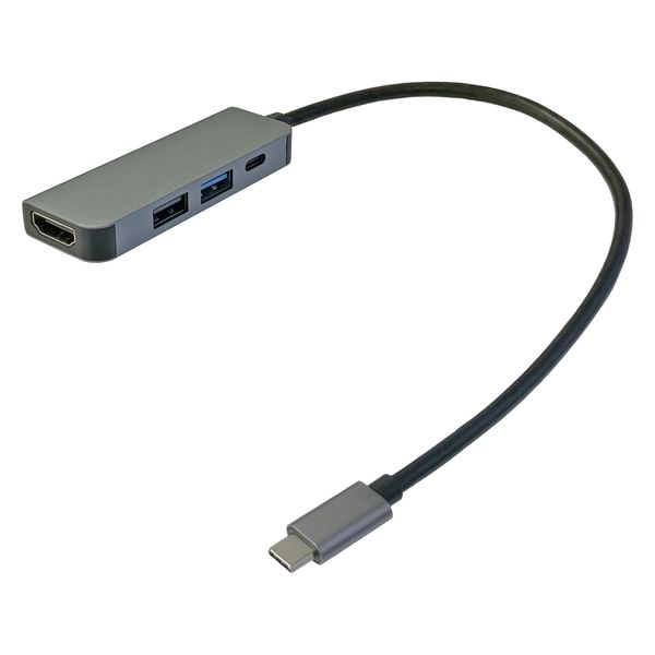 USBハブ Type-C接続 HDMI USB-A PD60W対応 30cm 1個 アスクル