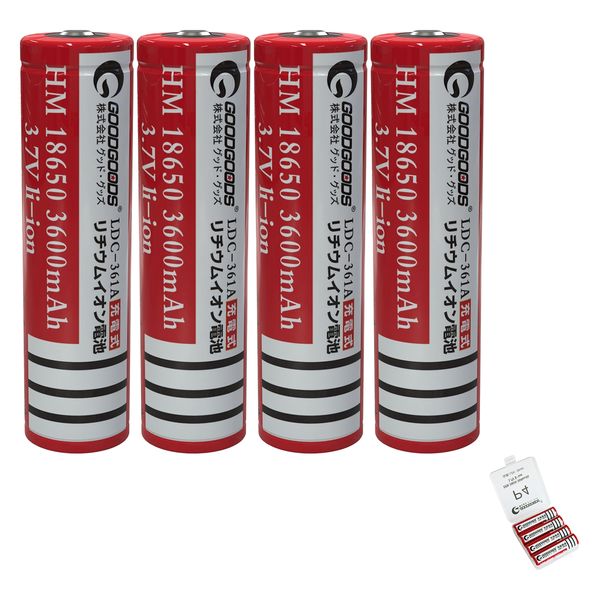 グッド・グッズ リチウムイオン電池 ３６００ｍＡｈ ３．７Ｖ（４本パック）ＬＤＣー３６４Ａ 1台（直送品） アスクル