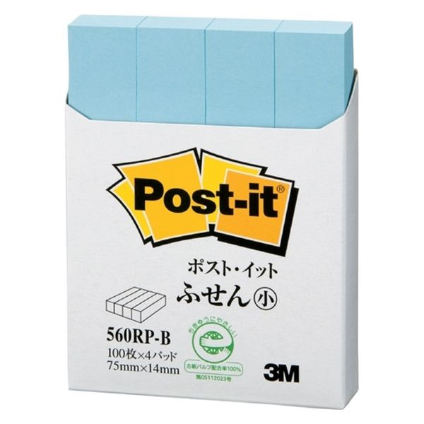 スリーエム ジャパン Post-it 再生紙ふせん 560RP-B ブルー 1セット(10パック)（直送品）