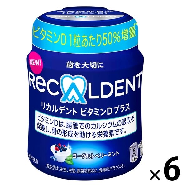 リカルデント ビタミンDプラス ヨーグルトベリーミントボトルR 132g 6個 モンデリーズ・ジャパン ガム