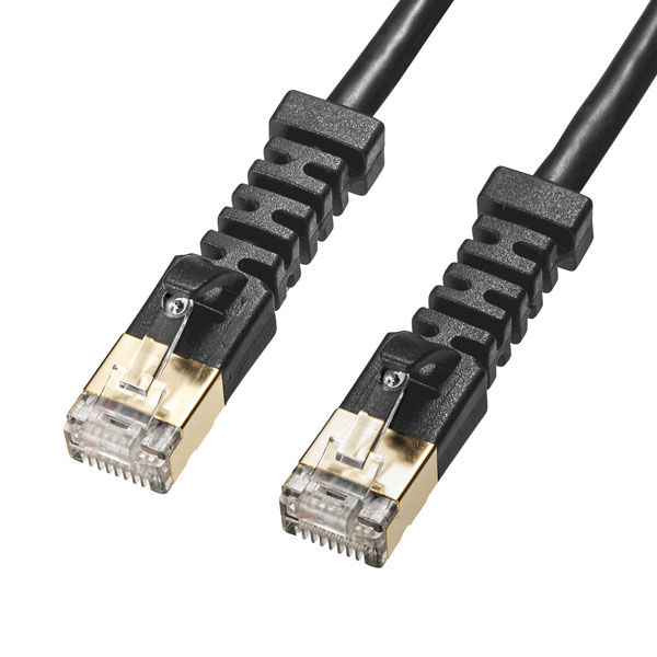 サンワサプライ 4方向固定CAT6A STP LANケーブル(ブラック・3m
