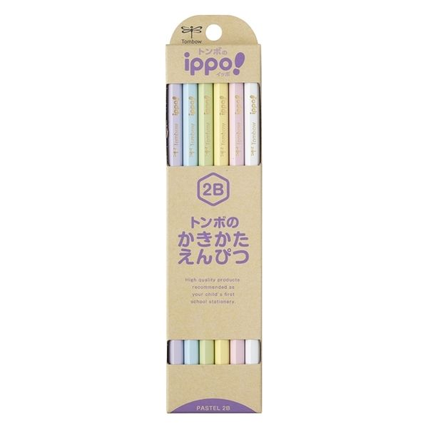 トンボ鉛筆【ippo!】 かきかた鉛筆 2B 六角軸 ナチュラル柄 パステル