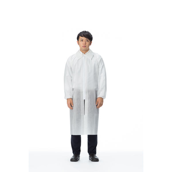 「現場のチカラ」  使いきり不織布白衣　ホワイト3L　50着(10着入×5袋)　川西工業  オリジナル