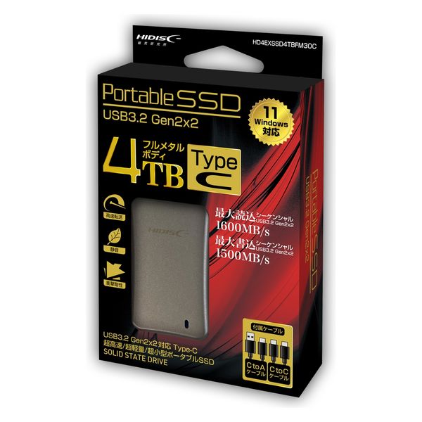 磁気研究所 USB3.2 Gen2x2対応 高速転送ポータブルSSD 4TB 磁気研究所 USB3.2 Gen2x2対応 高速転送ポータブルSSD 4TB