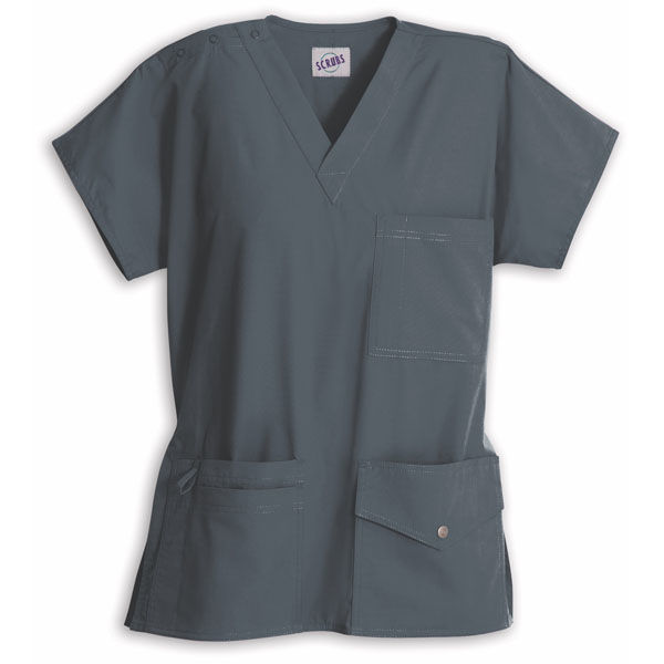 SmartScrubs ユニセックス 6ポケットスナップトップ ピューター