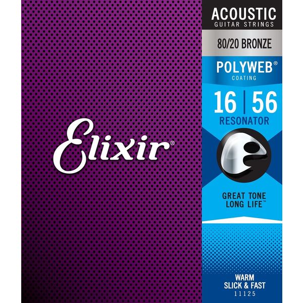 Elixir エリクサー アコースティックギター弦 POLYWEBコーティング弦 ブロンズ Resonator 016-056 #11125（直送品）