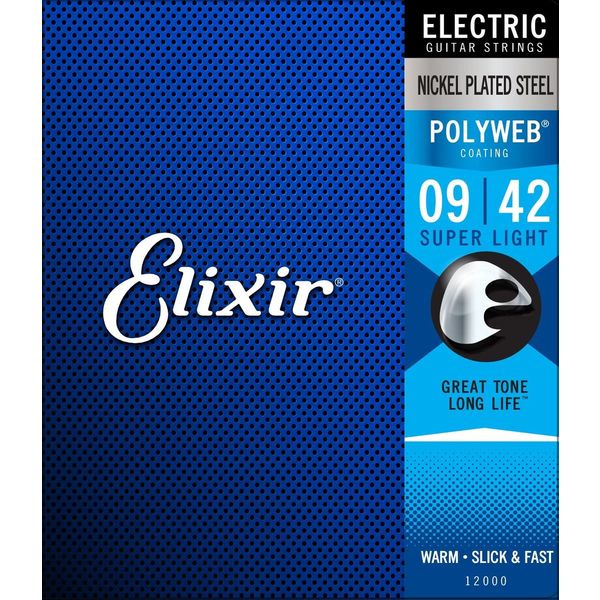 Elixir エリクサー エレキギター弦 POLYWEB コーティング弦 Super Light .009-.042#12000（直送品） - アスクル