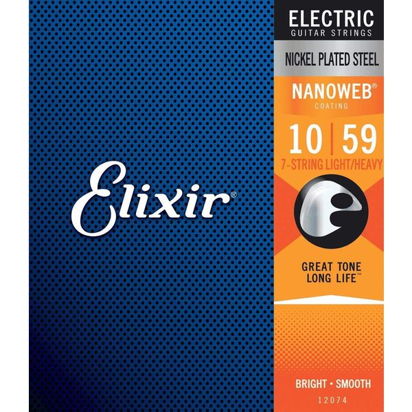 Elixir エリクサー エレキギター弦 NANOWEB コーティング弦 7弦 Light/Heavy .010-.059 #12074（直送品）