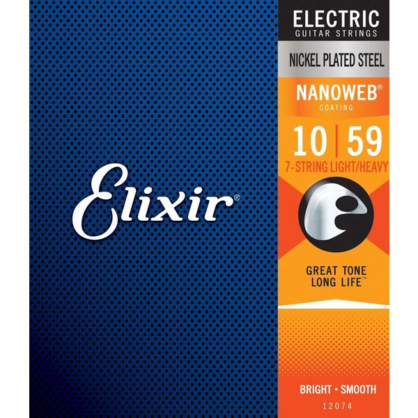 Elixir エリクサー エレキギター弦 NANOWEB コーティング弦 7弦 Light .010-.056 #12057（直送品）