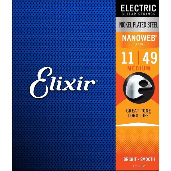 Elixir エリクサー エレキギター弦 NANOWEB コーティング弦 Medium .011-.049 #12102（直送品）