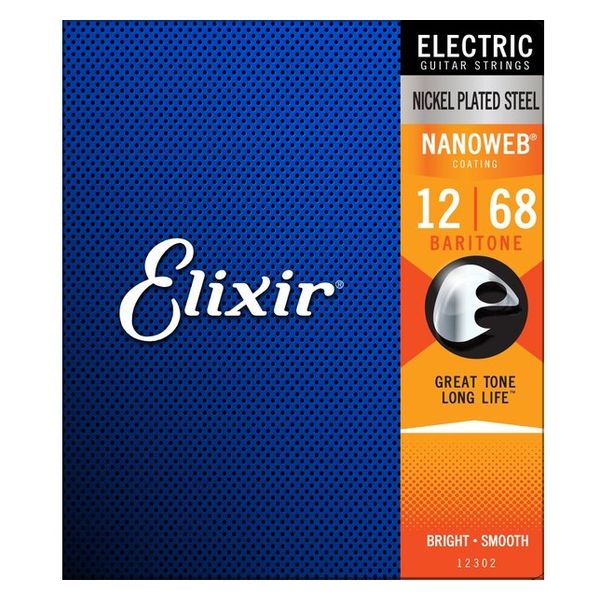 Elixir エリクサー エレキギター弦 NANOWEB コーティング弦 Baritone .012-.068 #12302（直送品）