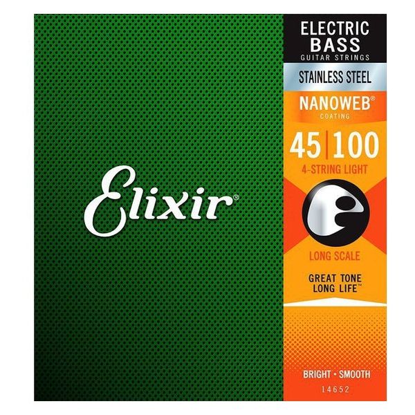 Elixir エリクサー ベース弦 NANOWEBコーティング ステンレス Long Scale Light 045-100 #14652（直送品）  - アスクル