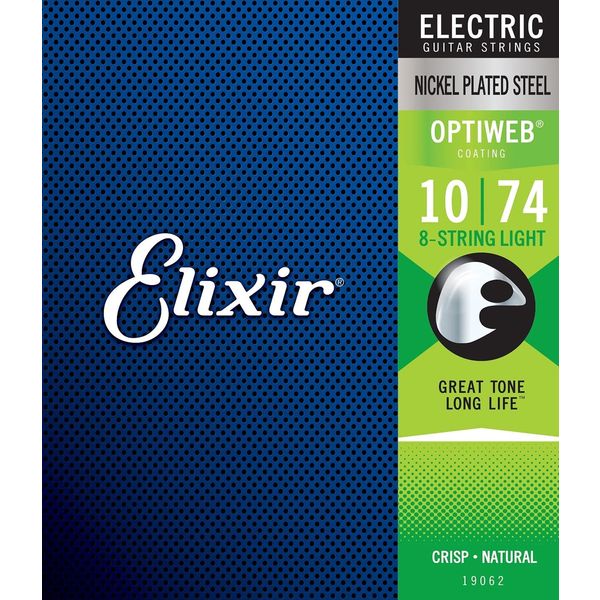 Elixir エリクサー エレキギター弦 OPTIWEB コーティング弦 8弦 Light