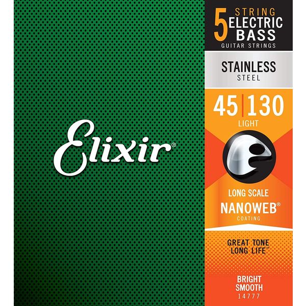 Elixir エリクサー ベース弦 NANOWEBコーティング ステンレス Long 5弦 Light 045-130 #14777（直送品） -  アスクル