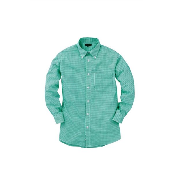 サザエ　緑チェック　オーダー アルトコーポレーション メンズ長袖ギンガムチェックシャツ
