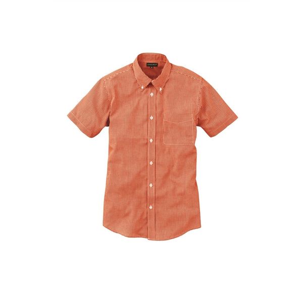 アルトコーポレーション メンズ半袖ギンガムチェックシャツ オレンジ S