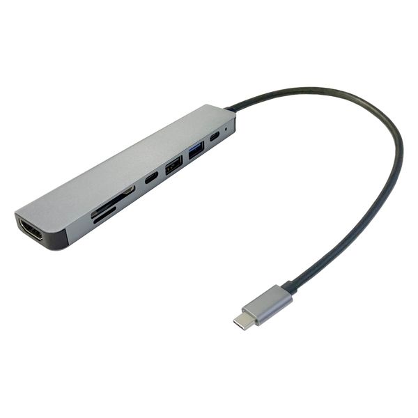 USBハブ Type-C接続 HDMI×1 カードスロット×1 Type-C×2 USB-A×2