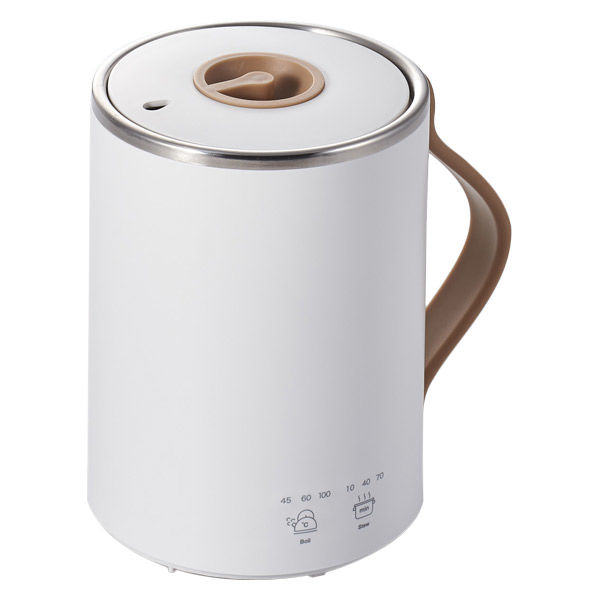 エレコム マグカップ型電気鍋 電気ケトル 煮込み調理 湯沸かし 350ml 小型 ホワイト HAC-EP01WH 1個