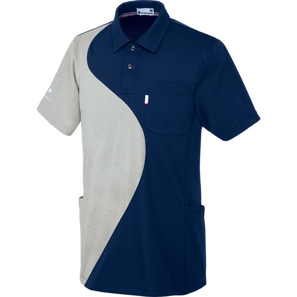 明石スクールユニフォームカンパニー ニットシャツ ネイビー×グレー杢 4L UZL3204-5-4L 1枚（直送品）