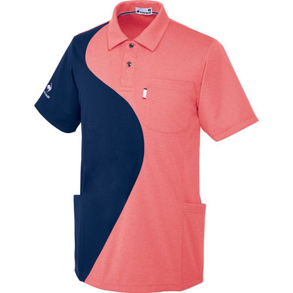 明石スクールユニフォームカンパニー ニットシャツ ピンク杢×ネイビー 4L UZL3204-9-4L 1枚（直送品）
