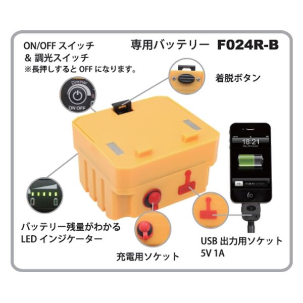坂謙 矢田 F024R-B 充電LED投光器専用バッテリー 1個（直送品