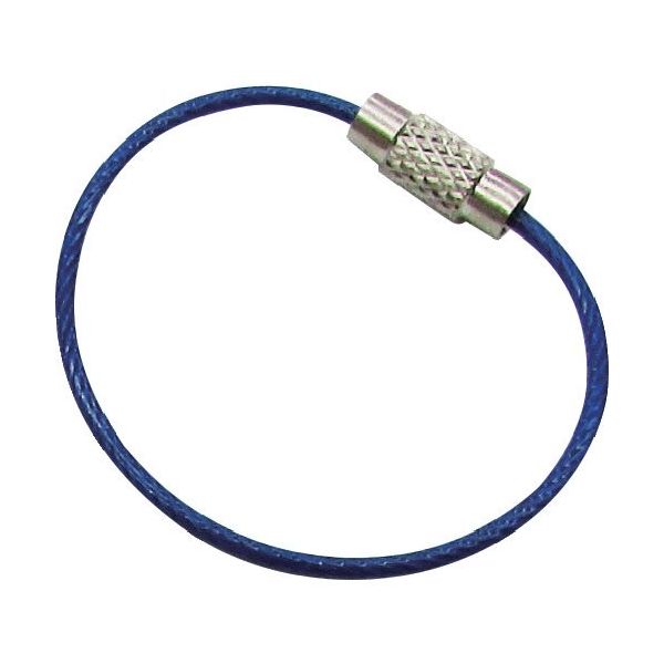 水本機械製作所 水本 キーワイヤーホルダー ワイヤー径1.5mm全長110mm ブルー (1個入り) B-2978 1袋(1個)（直送品）