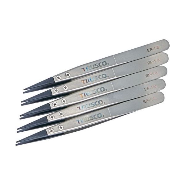 トラスコ中山 TRUSCO まとめ買い ESDチップピンセット 先平型 先端幅1.5mm 5本入り EP-1.5-M5 1セット(5本)（直送品）