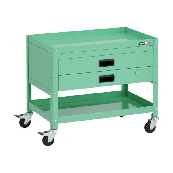 TRUSCO ツールワゴン ラビットワゴン 700X450XH600 2段 2段引出付 ゴム車輪 ヤンググリーン RBW-672X YG（直送品）
