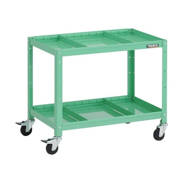 TRUSCO ツールワゴン ラビットワゴン 700X450XH600 2段 仕切板2段付 ゴム車輪 ヤンググリーン RBW-672S2 YG 1台（直送品）