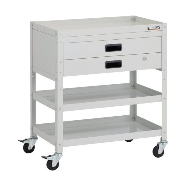 TRUSCO ツールワゴン ラビットワゴン 700X450XH810 2段引出付 ゴム車輪 ホワイト RBW-873X-W 1台（直送品）
