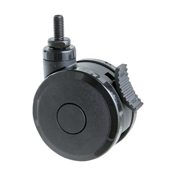 TRUSCO ねじ込み双輪キャスター エラストマー車輪 自在ストッパー付 Φ100 M10 ブラック TDGGS100-M12-BK 1個（直送品）