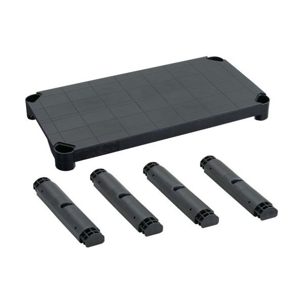 トラスコ中山 TRUSCO プラ棚用 棚板セット 棚板間隔高さ372mm用脚4本付 つや消しブラック TPT-345S-MBK 1セット（直送品）