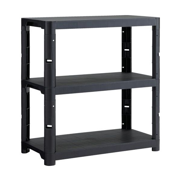 トラスコ中山 TRUSCO プラ棚 高さ943ー3段タイプ コーナーキャップ4個付 つや消しブラック TPT-3343C-MBK 1台（直送品）