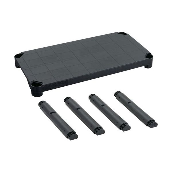 トラスコ中山 TRUSCO プラ棚用 棚板セット 棚板間隔高さ515mm用脚4本付 つや消しブラック TPT-344S-MBK 1セット（直送品）