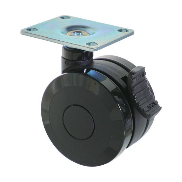 トラスコ中山 TRUSCO プレート式双輪キャスター エラストマー車輪 自在ストッパー付 Φ100 ブラック TPWES-100BK 1個（直送品）