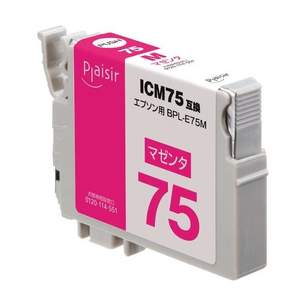 エレコム プレジール 汎用インクカートリッジ EPSON ICM75互換 マゼンタ BPL-E75M 1個 159-6431（直送品）