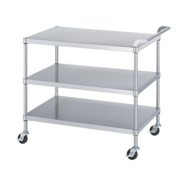 ステンレスワゴン(SUS3430) 天地3段タイプ φ75導電ゴム車 750×600×800 M03-7560-800-RE75_SH 1台（直送品）