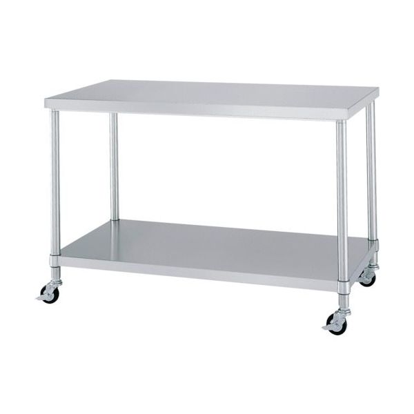 シンコー ステンレス作業台ベタ棚キャスター付 WBNC-15090-800-SU100 1台 324-1904（直送品）