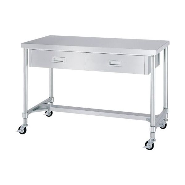 シンコー ステンレス作業台片面引出付H枠キャスター付 WDHC-15045-800-SU100 1台 324-1204（直送品）