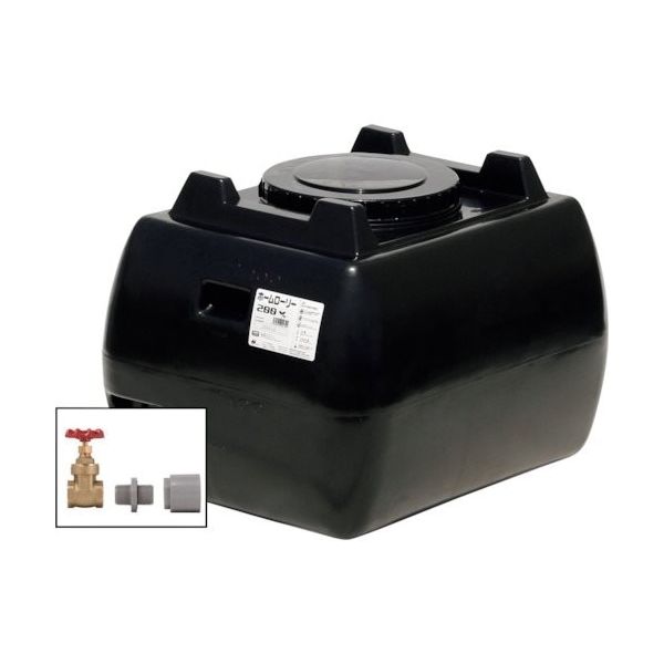 ホームローリータンク200 黒 (フタ含む) ドレンバルブセット(25A)付 HLT-200(BK)+VALVE-SET25A 1個（直送品）