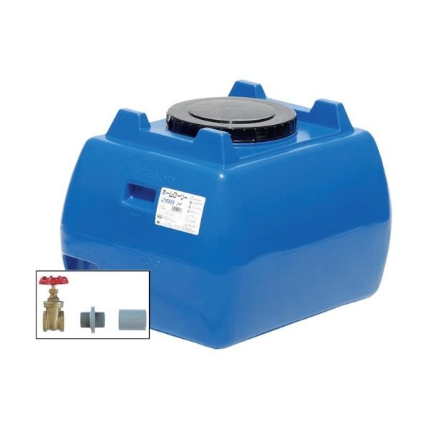 スイコー ホームローリータンク200 青 (フタ含む) ドレンバルブセット(40A)付 HLT-200(B)+VALVE-SET40A 1個（直送品）