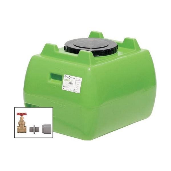 ホームローリータンク200 緑 (フタ含む) ドレンバルブセット(25A)付 HLT-200(GN)+VALVE-SET25A 1個（直送品）