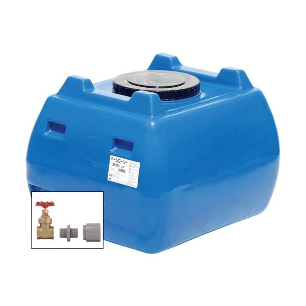 スイコー ホームローリータンク300 青 (フタ含む) ドレンバルブセット(25A)付 HLT-300(B)+VALVE-SET25A 1個（直送品）