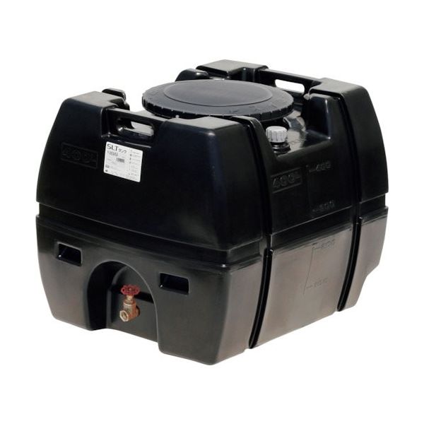 スイコー スーパーローリータンク 400L 黒 (フタ含む) 直付けスリースバルブ50A付 SLT-400 BK+SV50A 1個（直送品）