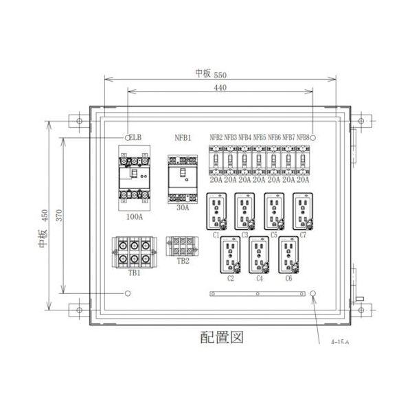 セフティー 仮設電灯分電盤 ML100ー70N1 主幹100A 7回路+1回路(3P30A)・1端子台 ML100-70N1 1個（直送品）